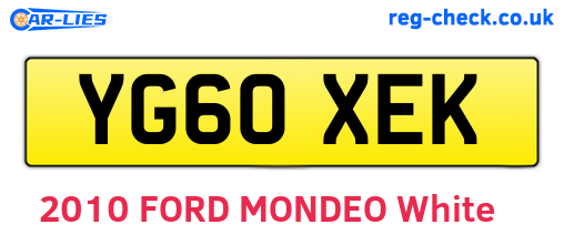 YG60XEK are the vehicle registration plates.