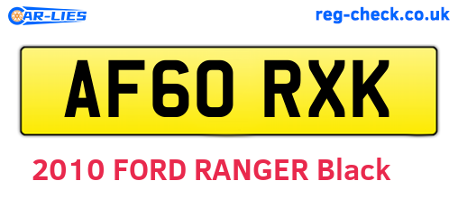 AF60RXK are the vehicle registration plates.