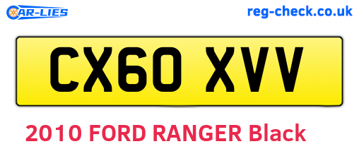 CX60XVV are the vehicle registration plates.