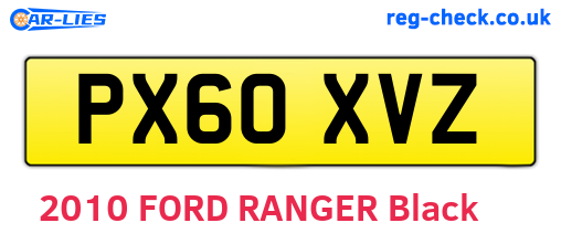 PX60XVZ are the vehicle registration plates.