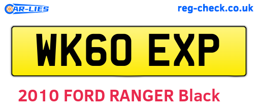 WK60EXP are the vehicle registration plates.