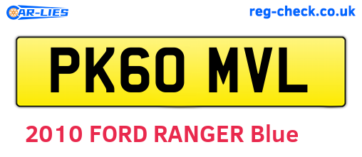 PK60MVL are the vehicle registration plates.