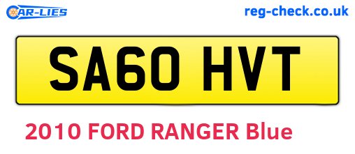 SA60HVT are the vehicle registration plates.