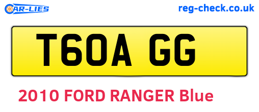 T60AGG are the vehicle registration plates.