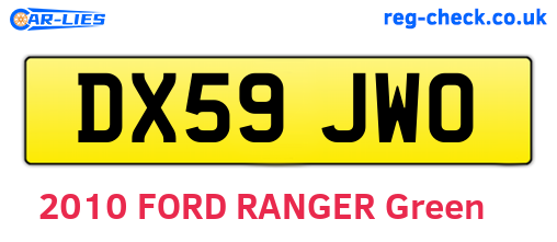 DX59JWO are the vehicle registration plates.
