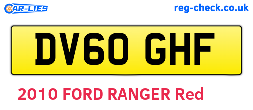 DV60GHF are the vehicle registration plates.