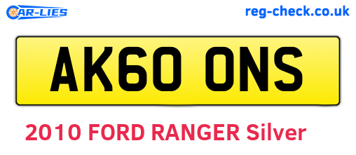 AK60ONS are the vehicle registration plates.