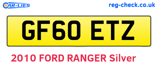 GF60ETZ are the vehicle registration plates.