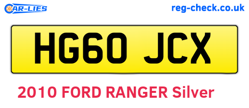 HG60JCX are the vehicle registration plates.