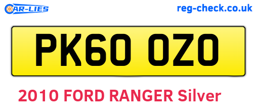 PK60OZO are the vehicle registration plates.