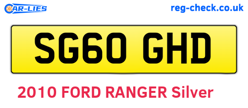 SG60GHD are the vehicle registration plates.