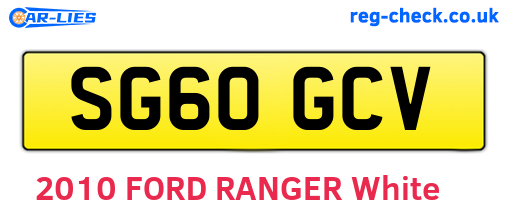 SG60GCV are the vehicle registration plates.