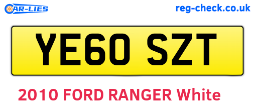YE60SZT are the vehicle registration plates.