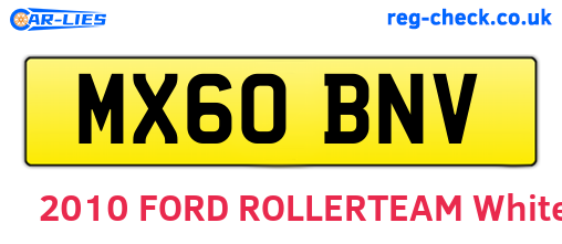 MX60BNV are the vehicle registration plates.