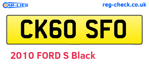 CK60SFO are the vehicle registration plates.