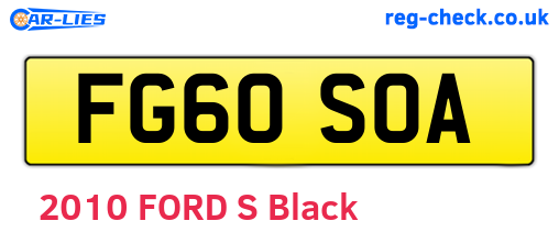 FG60SOA are the vehicle registration plates.