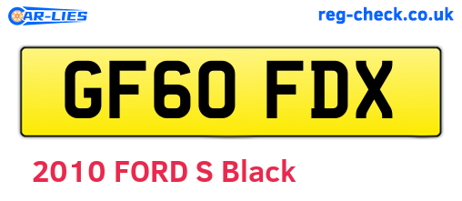 GF60FDX are the vehicle registration plates.