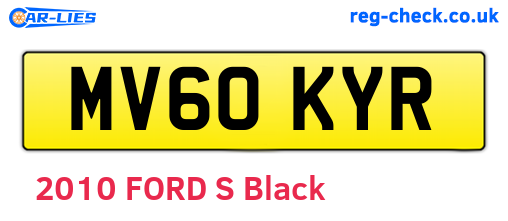 MV60KYR are the vehicle registration plates.
