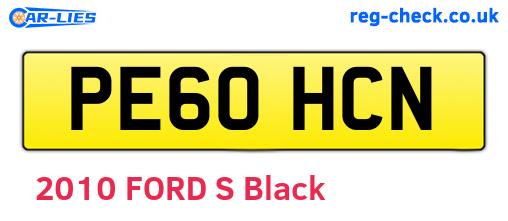 PE60HCN are the vehicle registration plates.