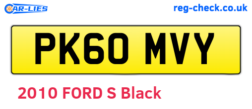PK60MVY are the vehicle registration plates.