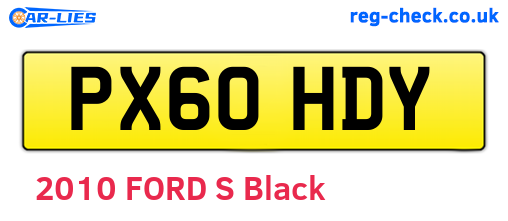 PX60HDY are the vehicle registration plates.