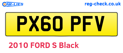 PX60PFV are the vehicle registration plates.