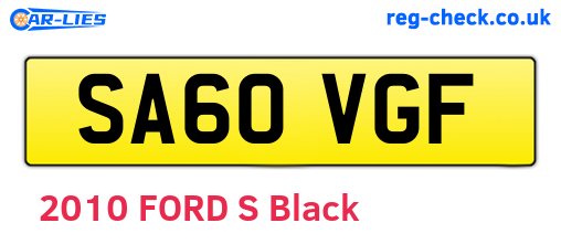 SA60VGF are the vehicle registration plates.