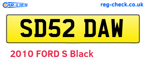SD52DAW are the vehicle registration plates.