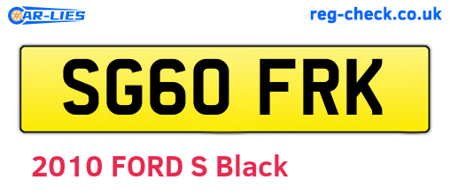 SG60FRK are the vehicle registration plates.