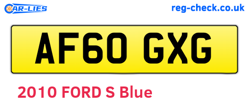 AF60GXG are the vehicle registration plates.