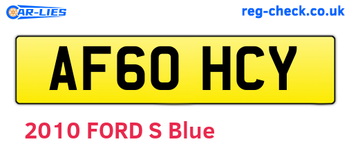 AF60HCY are the vehicle registration plates.