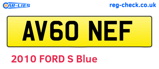 AV60NEF are the vehicle registration plates.