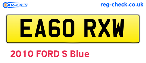 EA60RXW are the vehicle registration plates.