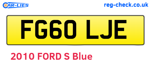 FG60LJE are the vehicle registration plates.