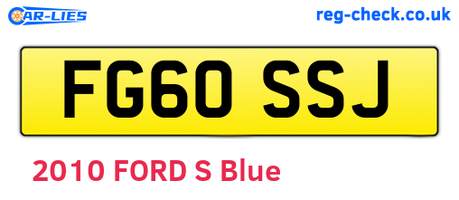 FG60SSJ are the vehicle registration plates.