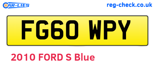 FG60WPY are the vehicle registration plates.