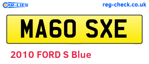 MA60SXE are the vehicle registration plates.