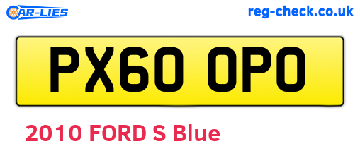PX60OPO are the vehicle registration plates.