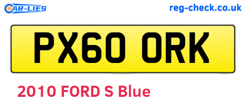 PX60ORK are the vehicle registration plates.