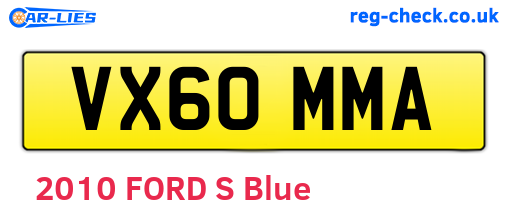 VX60MMA are the vehicle registration plates.