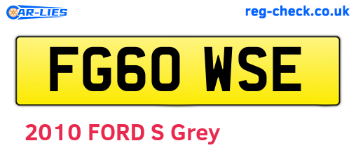FG60WSE are the vehicle registration plates.
