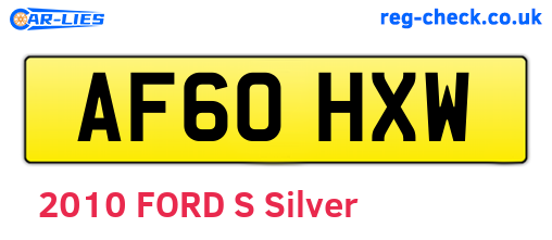 AF60HXW are the vehicle registration plates.