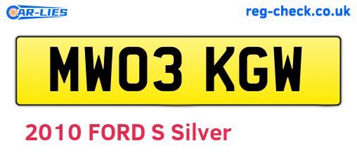 MW03KGW are the vehicle registration plates.