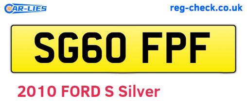 SG60FPF are the vehicle registration plates.