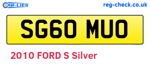 SG60MUO are the vehicle registration plates.