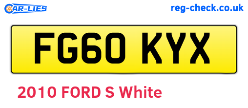 FG60KYX are the vehicle registration plates.