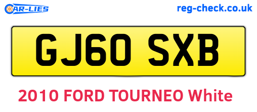 GJ60SXB are the vehicle registration plates.