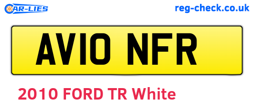 AV10NFR are the vehicle registration plates.