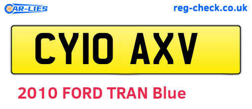 CY10AXV are the vehicle registration plates.