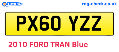 PX60YZZ are the vehicle registration plates.
